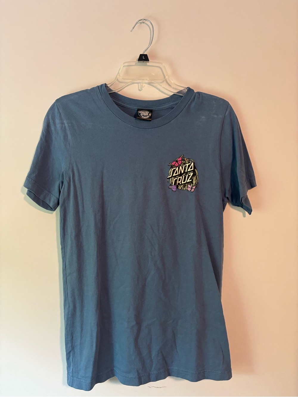 Santa Cruz Skateboards Blue Short Sleeve Tee with Butterfly Logo